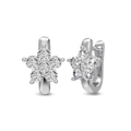 S925 Sterling Silber Stern Ohrringe mit Zirkonia und sicherem Klickverschluss für Damen - 925er Silber / Weißgold-Ton (DY110288)