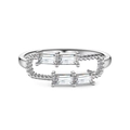 Bague en argent sterling S925 avec zircons rectangulaires au design trombone chic - Taille 6 / Argent 925 / Bague-Argent Pierre Blanche (DY120969)