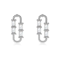 Orecchini a graffetta in argento S925 con zirconi con taglio a baguette - Argento 925 / Oro Bianco (Zircone Bianco)