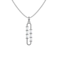 Collier trombone en argent sterling S925 avec pendentif ovale en zircon torsadé - Argent 925 / Collier-Argent Pierre Blanche (DY190711)