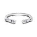 Minimalist S925 sterling silver open ring with four round diamonds in a prong setting - Adjustable Open / White Gold (DY121361)