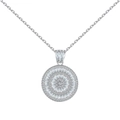 Elegant S925 sterling silver necklace with circular pave zircon pendant on white background - 925 Silver / White Gold (White Zircon)