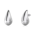 Orecchini a lobo a goccia in argento sterling S925 lucido con finitura a specchio e farfallina - 30MM / Argento 925 / Platino (DY110302-S-W-WH#30mm)