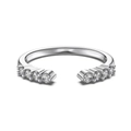 Minimalist S925 sterling silver open cuff ring with marquise cut stones in white finish - Adjustable Open / White Gold (DY121360)