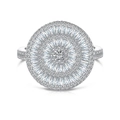 S925 Sterlingsilber Schildring mit mehrlagigen Diamanten und Zirkonia Besatz für Damen - US 6 / Weißgold Mit Weißem Zirkonia