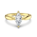 French style gold S925 silver ring featuring marquise cut diamond in six-prong setting - Gold (DY121359)
