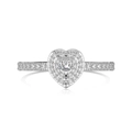 Exquisite S925 sterling silver heart-shaped ring with pavé zircon setting and silver band - Silver White-DY121017