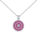 Elegante S925 Silberhalskette mit rosa und weißem Zirkonia-Halo-Anhänger - 925er Silber / Weißgold (Rosarot)