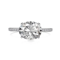 Elegant 2 carat round cut S925 sterling silver ring with pavé setting for wedding - US 6 / Platinum
