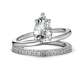 S925 sterling silver two-piece ring set featuring pear-cut zircon and pave wedding band - US 7 / Silver Color (DY121021-S-W-WH)