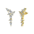 Luxurious S925 sterling silver drop stud earrings with clustered geometric zirconia stones - 925 Silver / Gold