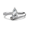 Elegant pear-cut cubic zirconia S925 sterling silver ring with a twisted pavé band - US 6 / Pear Cut Bypass Style (DY121036)