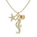 Collana in argento S925 dorato con ciondoli a forma di cavalluccio marino e stella - Argento 925 / Oro (DY190821)