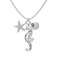 Collana in argento S925 con ciondoli a stella marina, cavalluccio marino e occhio greco - Argento 925 / Oro Bianco (DY190821)