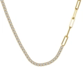 Collana in argento S925 con catena tennis e maglie a graffetta dorate - Argento 925 / Oro