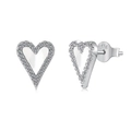 S925 Sterling Silber Herz Ohrstecker mit Zirkonia und weißer Perlmutt Einlage für Damen - 925er Silber / Weißgold Perlmutt