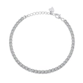 Elegant S925 sterling silver tennis bracelet with 3mm cubic zirconia and heart charm - 3mm (18+3cm) / Silver
