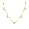 S925 sterling silver heart zircon necklace with five gold-plated cluster pendants - Five Heart Pendants Style (DY190870)