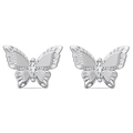 Glinsterende S925 sterling zilveren vlinder oorknopjes met marquise kristal in zilver - Zilveren Oorknopjes (DY1D0450)