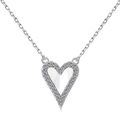 Elegante collana cuore in argento S925 con inserto in conchiglia bianca e zirconi - Argento 925 / Oro Bianco Madreperla