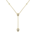 Elegant gold Y-shaped necklace with pear-shaped cubic zirconia water drop pendants - 925 Silver / Gold