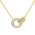 Elegante S925 sterling zilveren gouden ketting met in elkaar grijpende dubbele ringen - 925 zilver / Goud