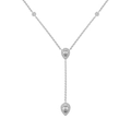 Elegant S925 sterling silver Y-shaped drop necklace with pear-shaped zircon stones - 925 Silver / White Gold