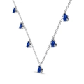 Collar de plata de ley S925 con seis piedras de circonita azul en forma de lágrima - Plata 925 / Oro Blanco Con Circonita Azul