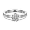 Elegant S925 sterling silver flower ring with sparkling zircon stones on white background - US 5 / White Gold