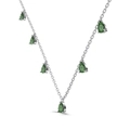 Elegante collar de plata S925 con seis piedras de circonita verde en forma de gota - Plata 925 / Bañado en Platino Circonita Verde