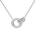 S925 sterling zilveren ketting met in elkaar grijpende dubbele ringen en baguette-stenen - 925 zilver / Zilver