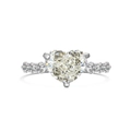 S925 sterling silver ring featuring a large heart-shaped ice cut crystal inlay - Size 6 / Heart Cut Style (DY120980) / Goose Yellow