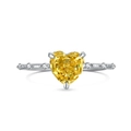 Elegante anello in argento S925 con zircone giallo a cuore e pietre laterali micro-pavé - US 7 / Stile Zirconia Gialla (DY120661-S-W-HB)