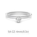 S925 sterling silver ring with 4mm heart-shaped 5A CZ stone in a polished finish - Size 5 / Platinum Plated (0.3ct)