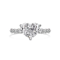 Elegant S925 sterling silver heart-shaped ring with ice-cut center stone and side diamonds - Size 8 / Heart Cut Style (DY120980) / White Gold