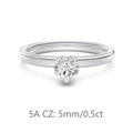 S925 sterling silver heart ring with 0.5ct 5A cubic zirconia main stone in silver finish - Size 5 / White Gold (0.5ct)