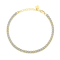 Elegant gold plated S925 silver tennis bracelet with 3mm round zircon and heart charm - 3mm (18+3cm) / Gold