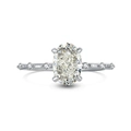 Anello in argento sterling S925 con zircone ovale taglio ghiaccio e pietre laterali - US 6 / Zircone Giallo Platino