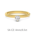 S925 sterling silver gold ring featuring a 0.3ct heart-cut 5A cubic zirconia stone - Size 5 / Gold (0.3CT)