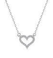 Collana in argento S925 con pendente a cuore cavo e zirconi cubici brillanti incastonati - Cuore Placcato Platino (DY190486-S-W-WH)
