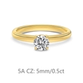 Classic 18K gold plated S925 silver ring featuring 0.5ct 5mm 5A cubic zirconia solitaire - Size 5 / 0.5 Carat Style (DY121323-S-K-WH) / Gold
