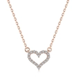 Elegante collana a cuore cavo in oro rosa con pavé di zirconi su una sottile catena a O - Cuore Oro Rosa (DY190486-S-R-WH)