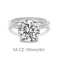 Elegant S925 sterling silver ring with 4-carat 10mm round 5A cubic zirconia solitaire - Size 5 / 4 Carat Style (DY121329-S-W-WH) / White Gold