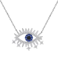 S925 sterling silver evil eye pendant necklace with black gold plating and blue crystals - 925 Silver / Blue Black Pupil Style (DY190835-S-Q-CS)