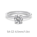 Classic S925 sterling silver ring with 6.5mm 1.0ct 5A round cubic zirconia stone - Size 5 / 1 Carat White Gold Style (DY121324-S-W-WH) / White Gold
