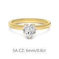 Elegant gold S925 silver ring featuring 0.8ct heart-cut 5A CZ stone centerpiece - Size 6 / Gold (0.8CT)