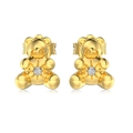 Orecchini a perno a forma di orso in argento sterling S925 con zirconi scintillanti - Argento 925 / Oro
