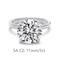 Single 5ct 11mm CZ solitaire engagement ring with four-prong silver setting - Size 5 / 5 Carat White Gold Style (DY121330-S-W-WH)