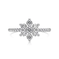 Eleganter S925 Sterlingsilber Schneeflockenring mit Zirkonia und Perlenstruktur am Band - 925er Silber / Schneeflockenring Größe 6 (DY121041#6)