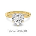 Elegant 18K gold plated S925 silver ring featuring a 3ct heart-cut 5A zirconia stone - Size 5 / Gold (3CT)